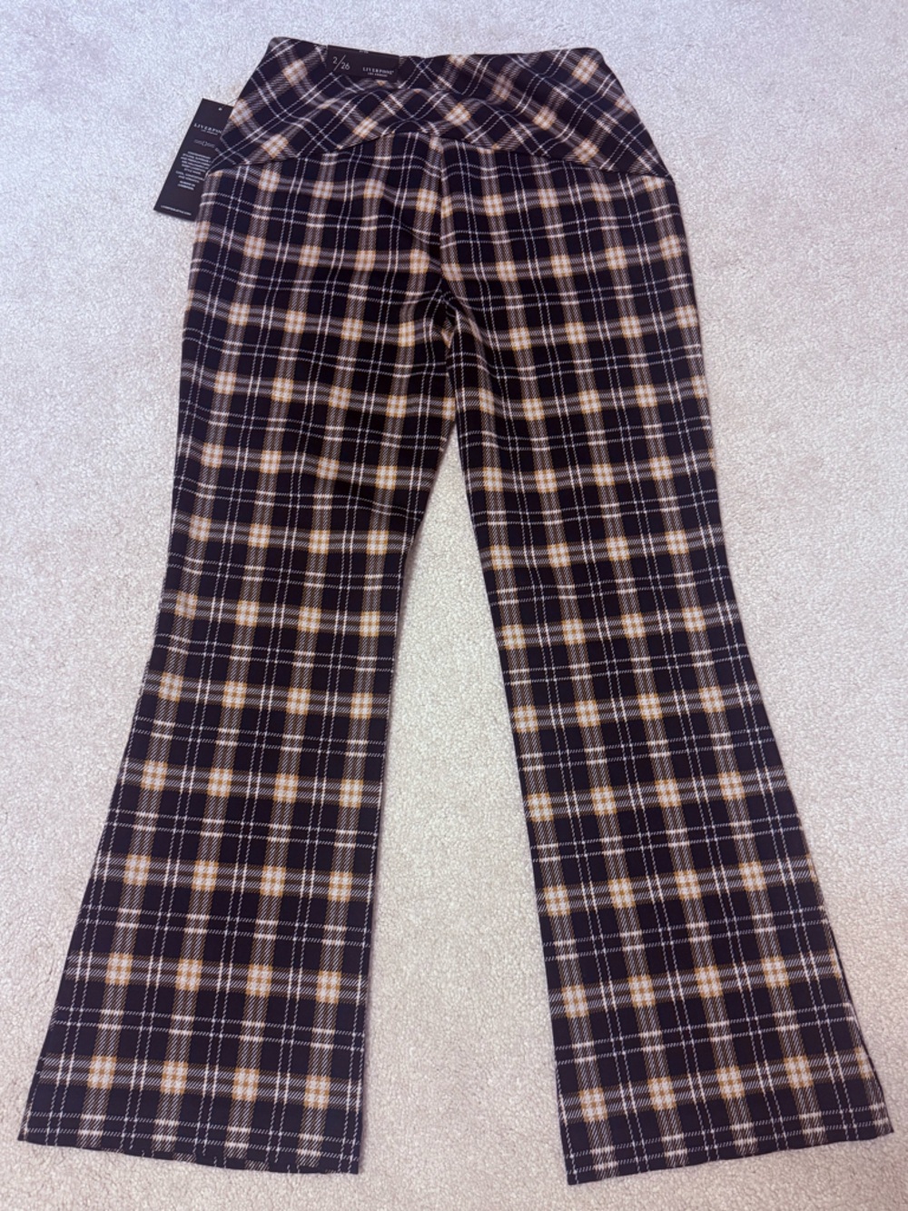 LIVERPOOL Black Plaid Pants with Tan and Cream Checks